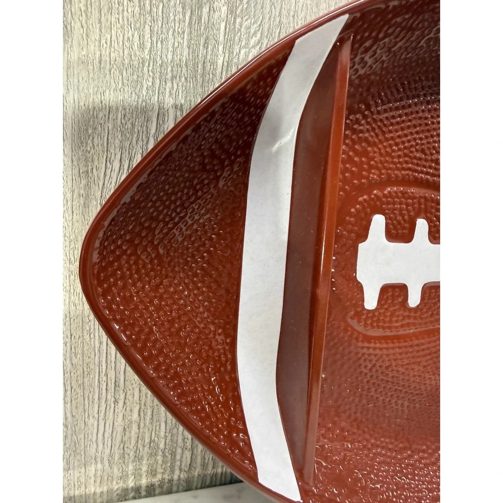 Crofton Football Serving Tray 3 Section Platter Brown Game Day Tailgate 15 Inch